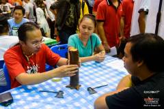 Zack with visitors playing Tok Tok Wood